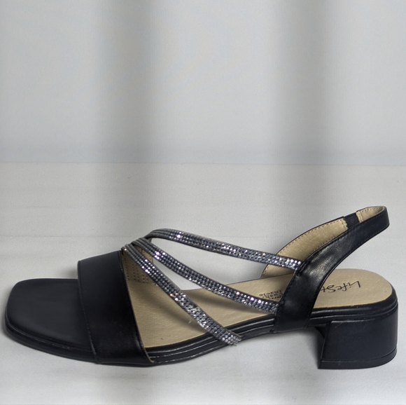 NEW Life Stride Womens Joy Sandal Rhinestone Black 8 Wide - Picture 2 of 4
